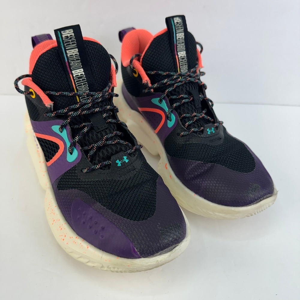 Under Armour Flow Womens Basketball Shoes Size 7.5 Purple Black Sneakers